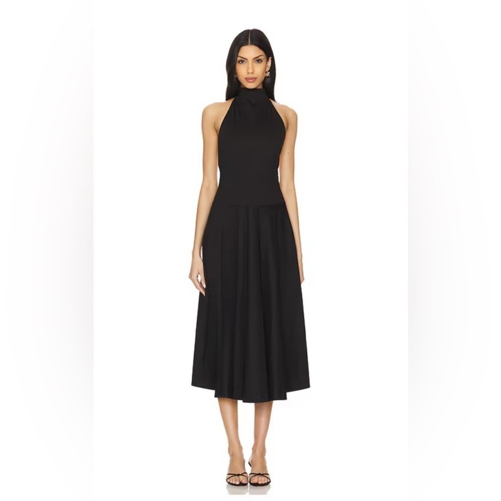 LPA Kara Black Halter Mock Neck Dress